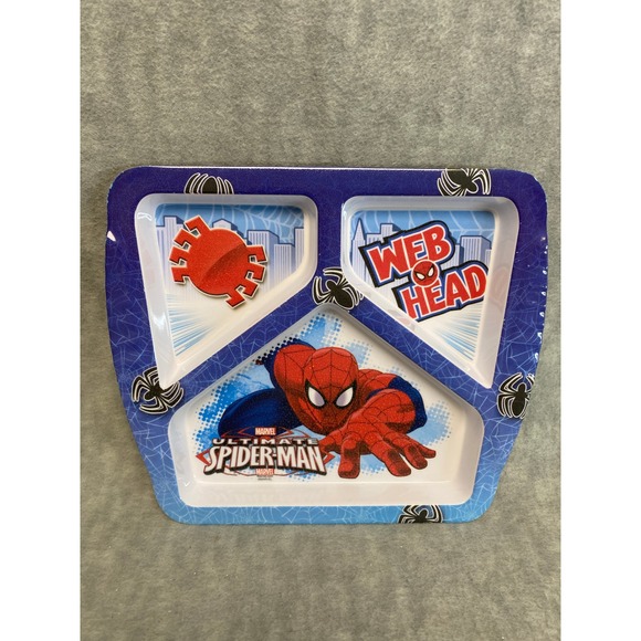 Marvel Ultimate Spider-Man Divided Plate Kids Mealtime Zak! Web Head Spider - Picture 1 of 8